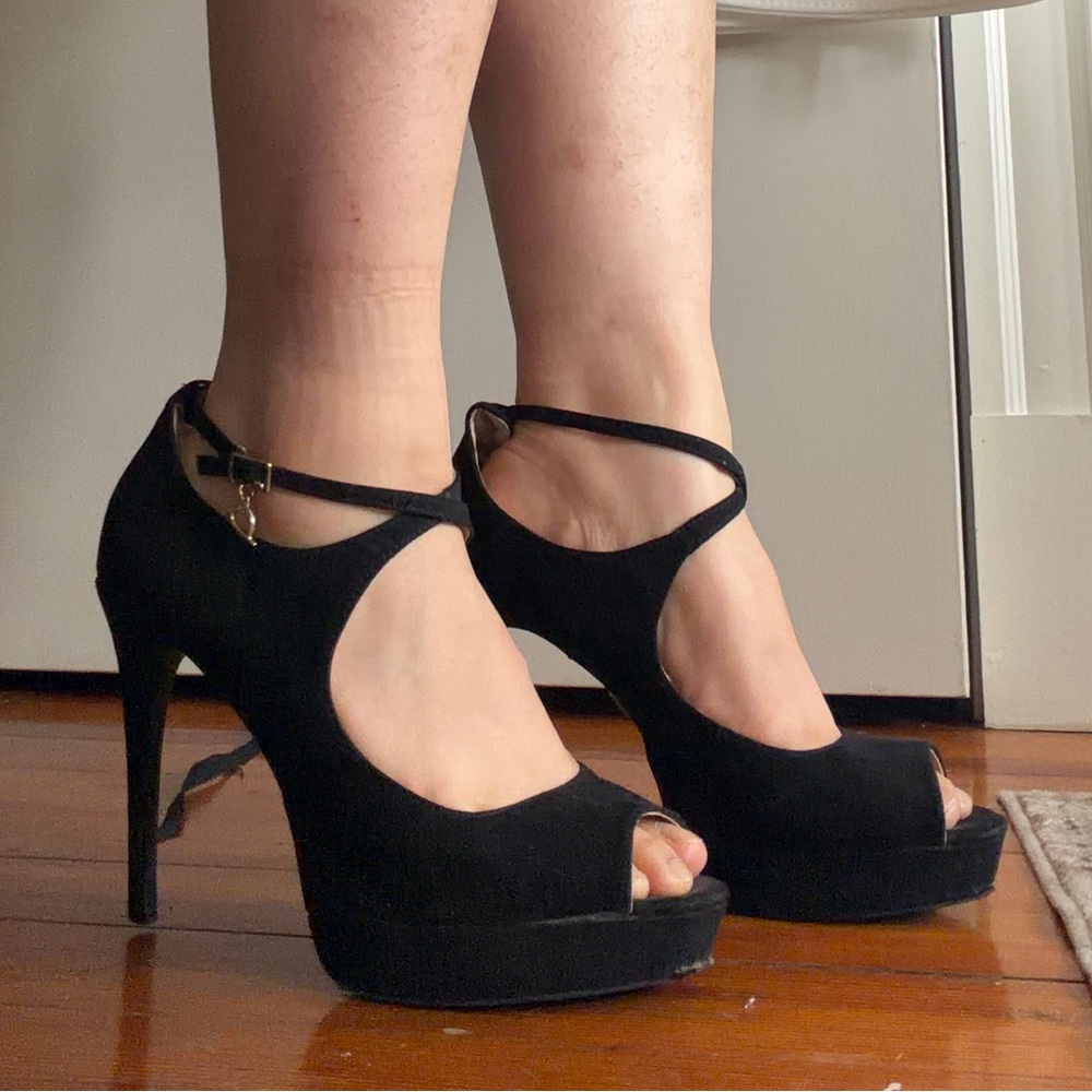 Black Suede Platform Heels Thalia Sodi